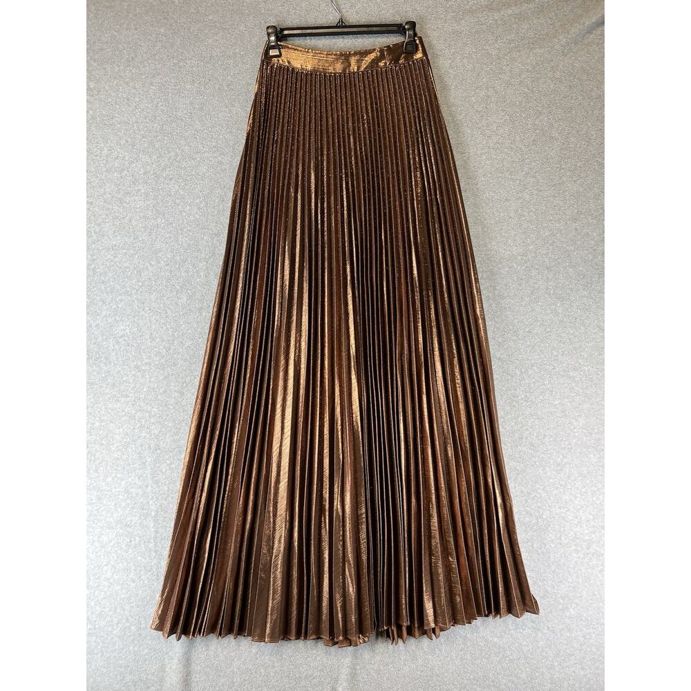 Retrofete CRESSIDA SKIRT Size X-Small Chocolate Pleated Maxi Skirt